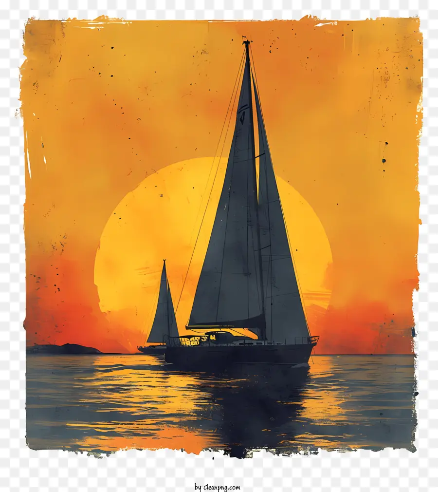 Palmen - Segelboot bei Sonnenuntergang mit Passagieren und ruhigem Ozean