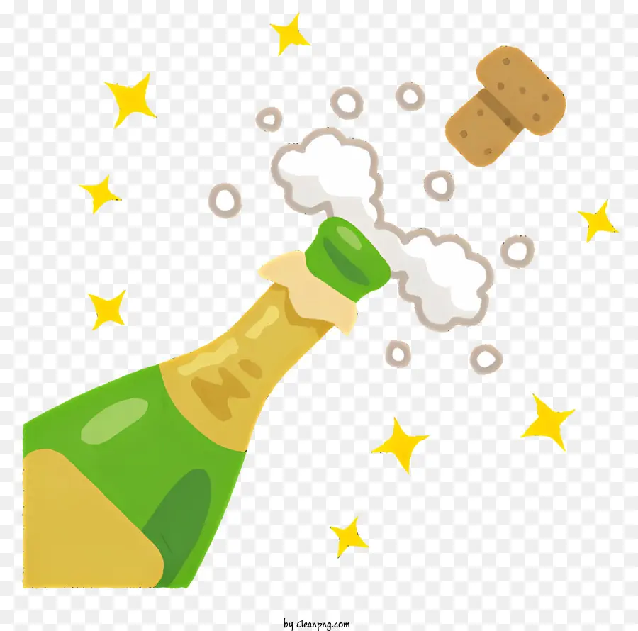 Champagner - Champagnerflasche mit Schaumstoff, Sternen und Korken