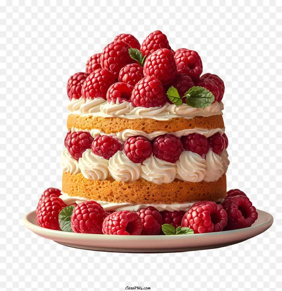 cake cake cream raspberries topping