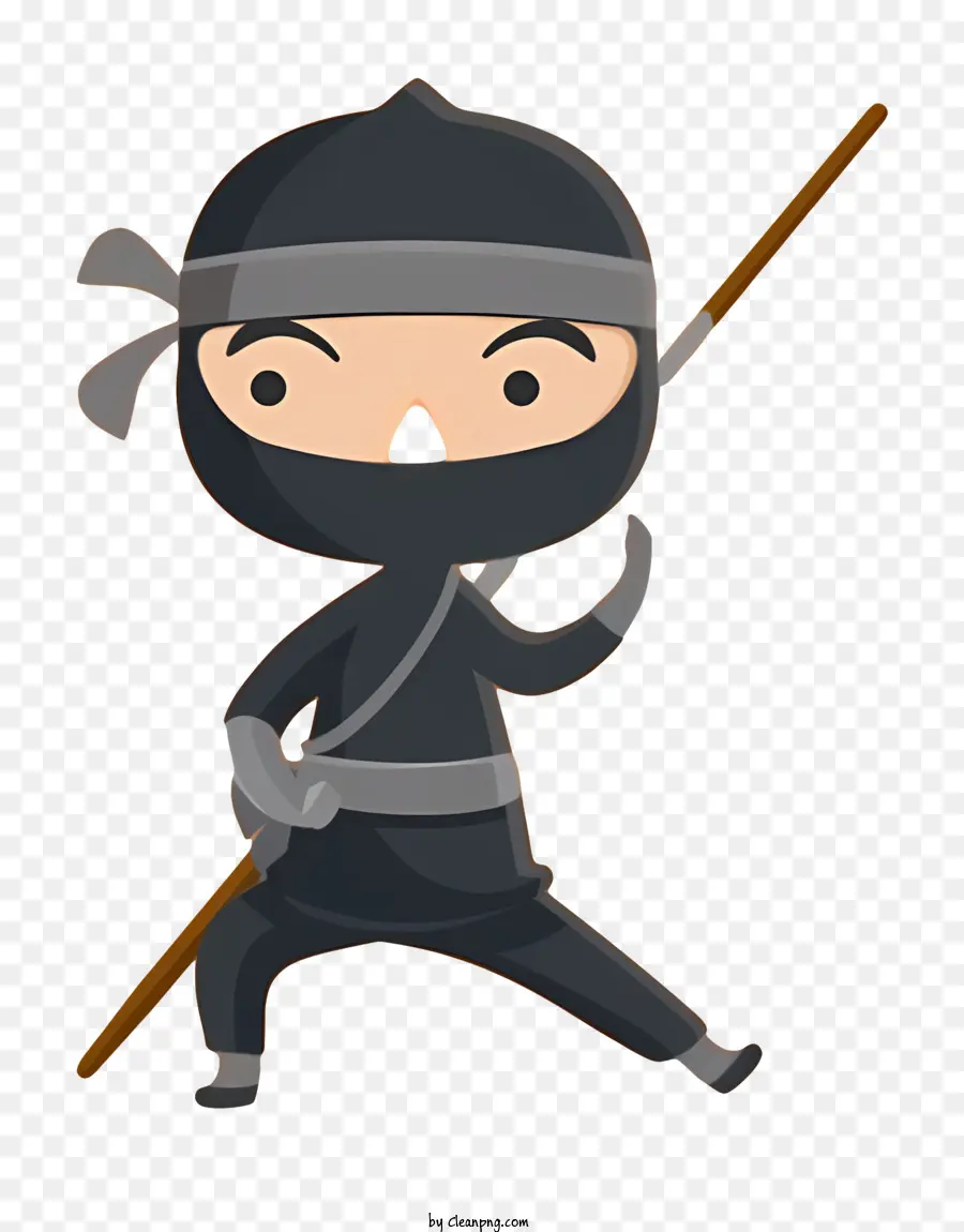 LEGO Ninja Ninja Trang phục màu đen Nhân viên gỗ HODED Ninja - Ninja clad đen tự tin giữ nhân viên gỗ
