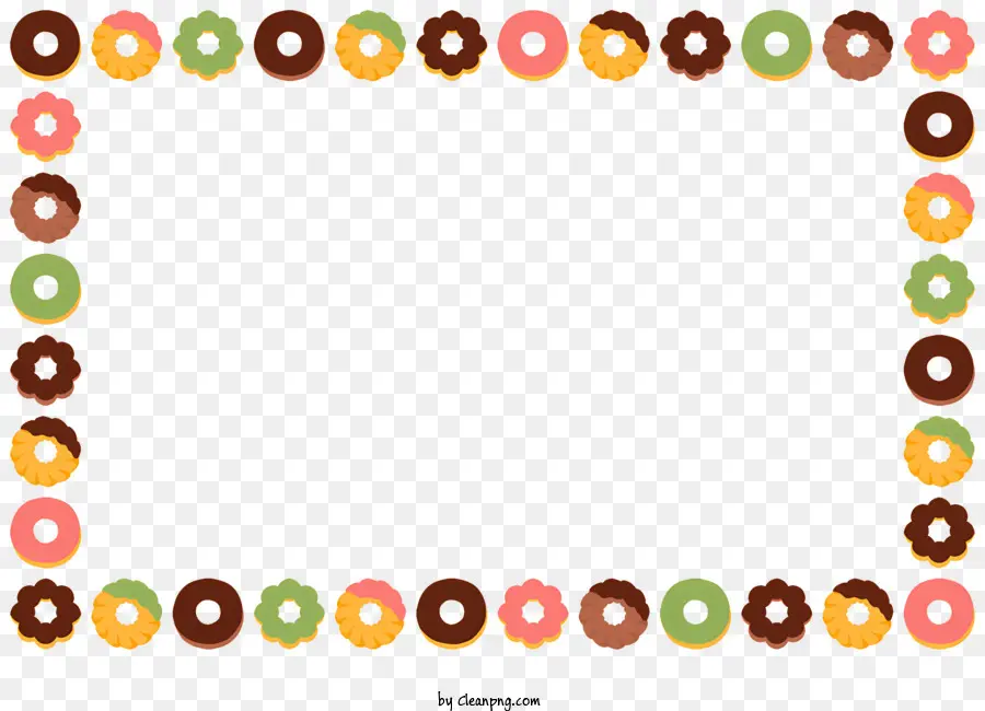 dessert Rahmen - Quadratrandgrenze mit Reihen farbenfroher Donuts