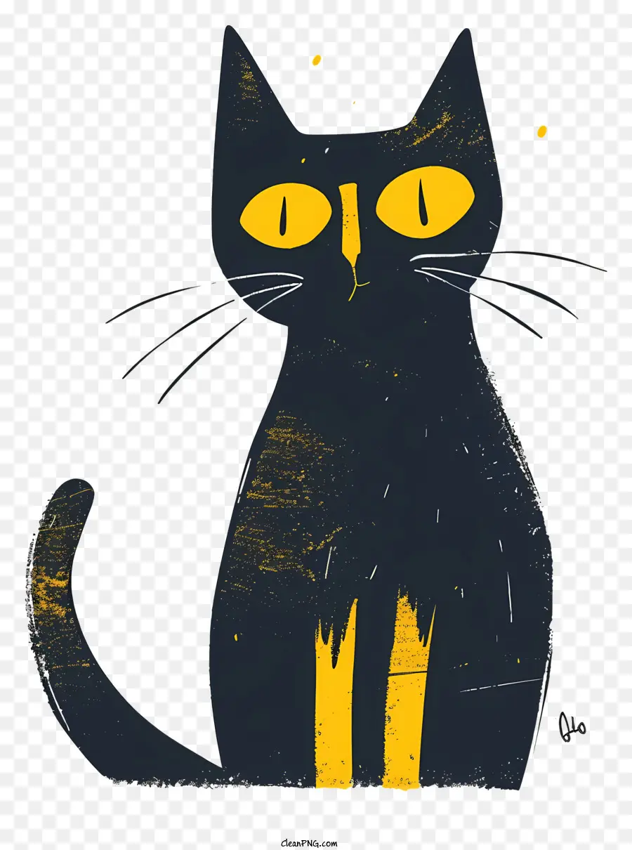 minimalist cat black cat glowing yellow eyes dark background staring cat