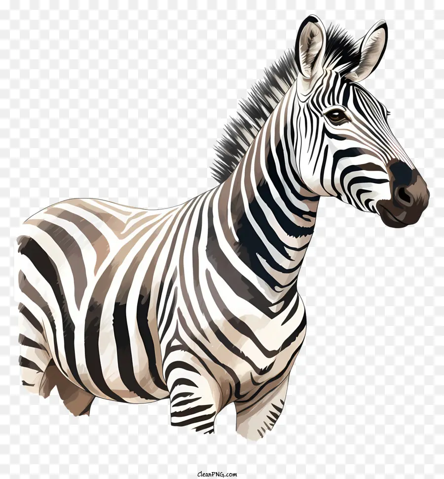 Zebra Zebra Hinterbeine schwarz -weiße Streifen scharfe Fokus - Realistische digitale Illustration von Zebra auf schwarzem Hintergrund