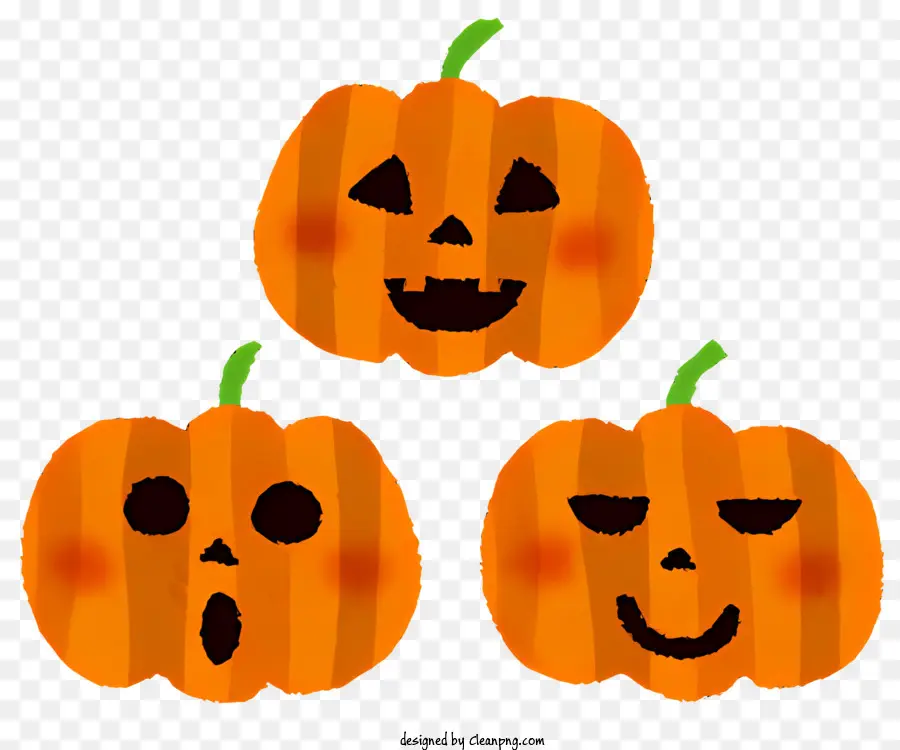 Halloween - Lächelnde Jack O'Lantern Trio mit schwarzen Eigenschaften