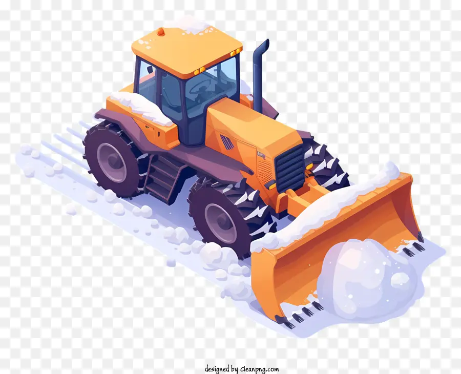 Tuyết rơi từ khóa máy kéo màu vàng Tractor Snow Plowing Clearing - Không phải là đồ họa vector, không có thông tin về màu sắc