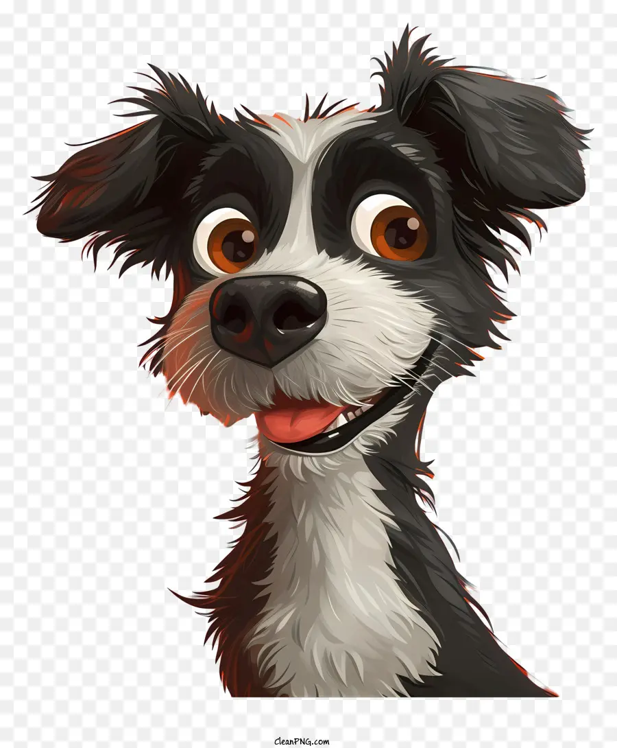 cartoon Hund - Schwarz -Weiß -Hund mit freundlichem Ausdruck