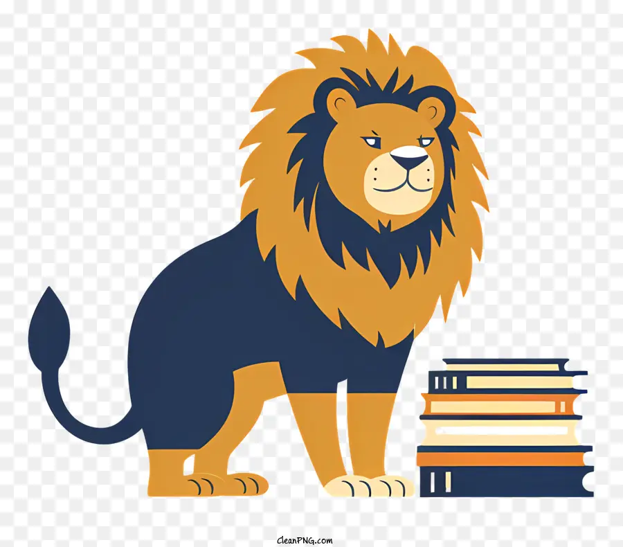 Krone - Lion brüllt mit Büchern und trägt eine Krone