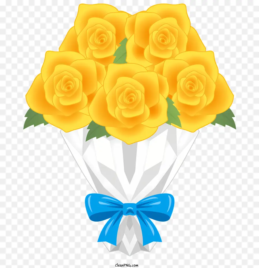 gelbe Rosen - Bouquet aus farbenfrohen Rosen, die in das Band eingewickelt sind