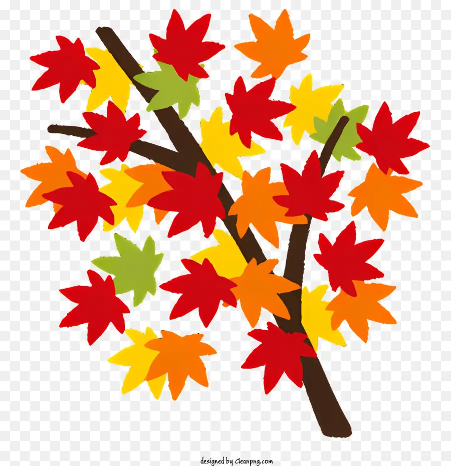 Herbst Blätter - Realistisches Bild von Herbstblättern am Baumzweig