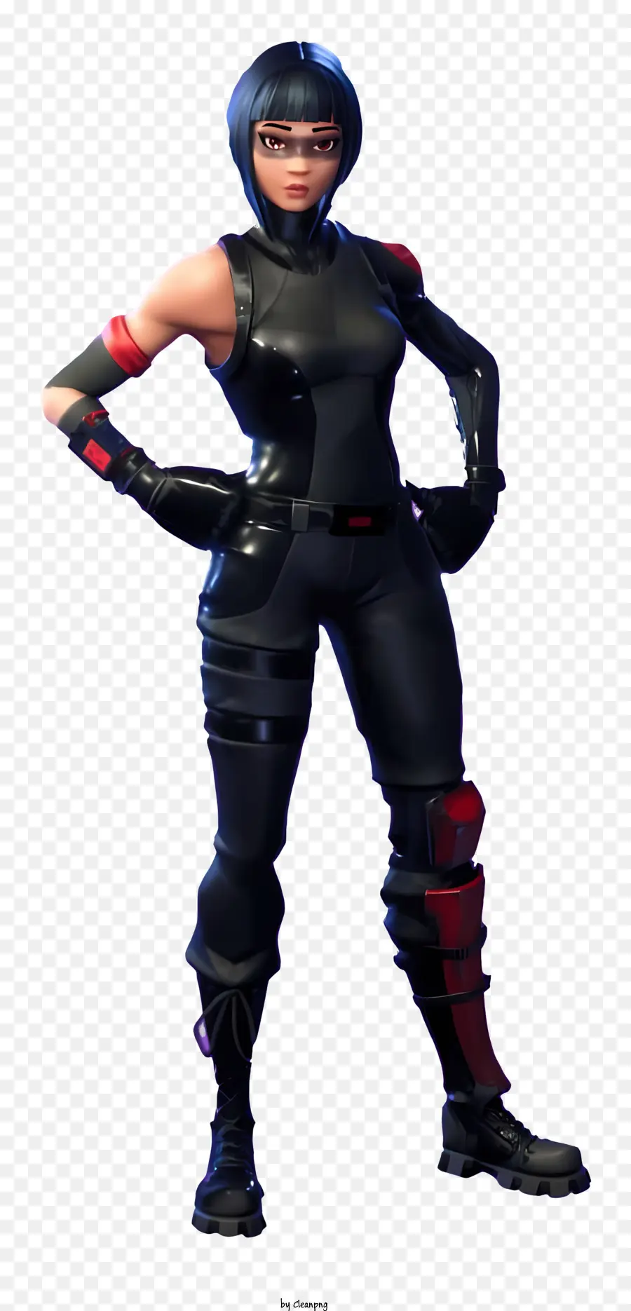 Fortnite - Schwarz gekleidete Sonnenbrille-tragende Frau im Videospiel
