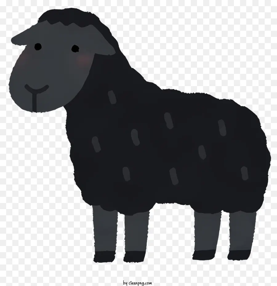 Tier schwarzes Schaf weißes Gesicht auf zwei Beinen Augen geschlossen - Cartoon schwarze Schafe mit weißem Gesicht und Flecken