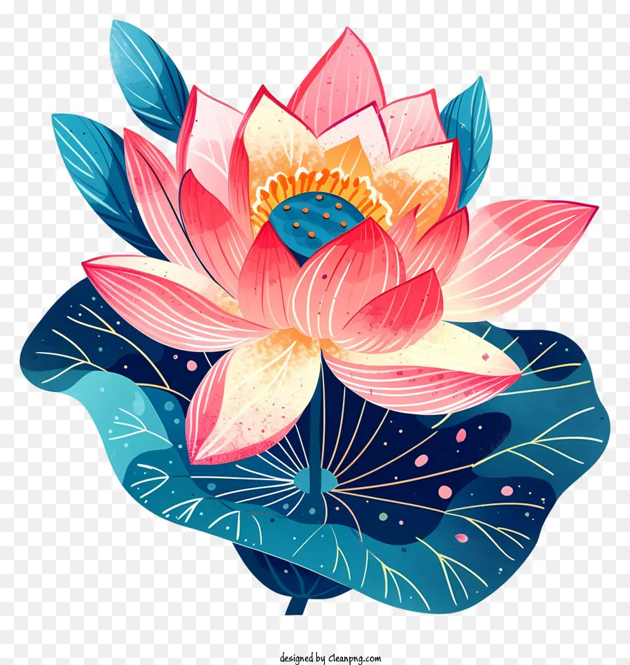 fiore di loto - Bellissimo fiore di loto 2D su sfondo nero