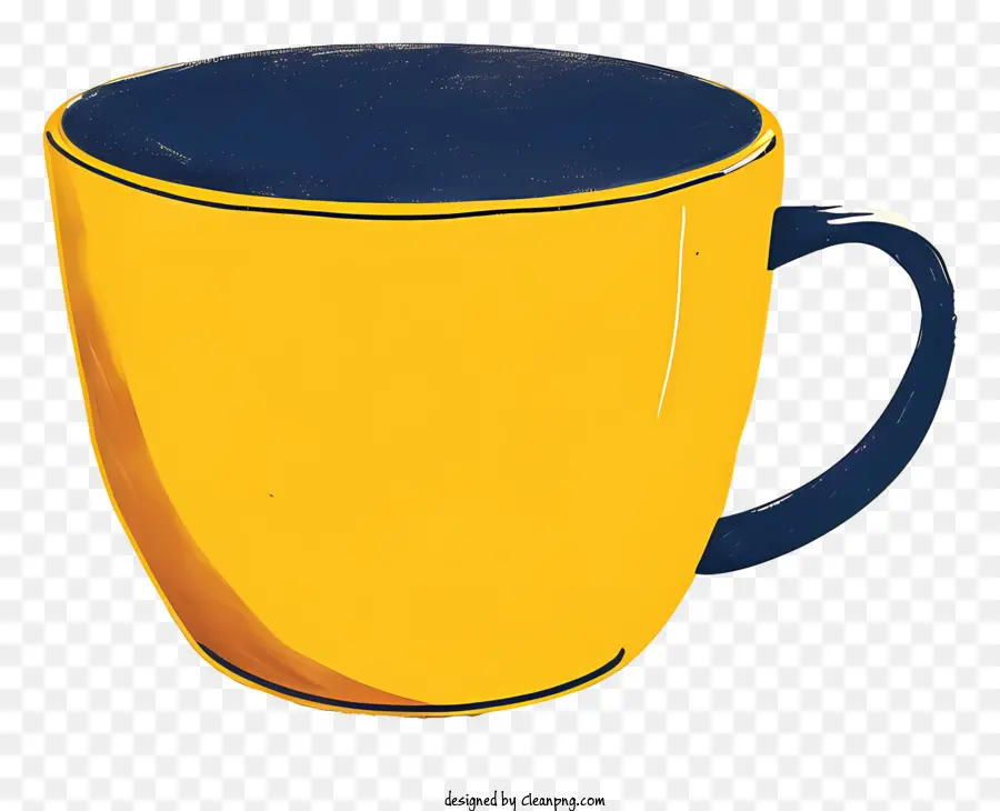 Tasse gelber Tasse Schwarzes Griff schwarzer Ausstrich darüber oben - Gelbe Tasse mit schwarzem Griff und Ausstrich