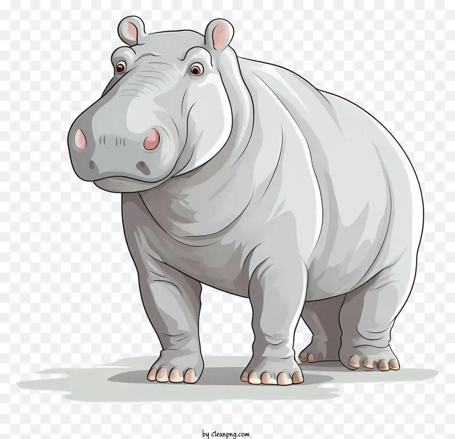 Hippo Hippopotamus stand - Sanfte weiße Flusspferde steht auf Hinterbeinen