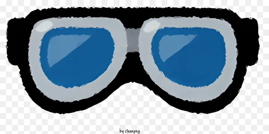 Runde Rahmen - Weiße Sonnenbrille mit blauen Linsen aufgehalten