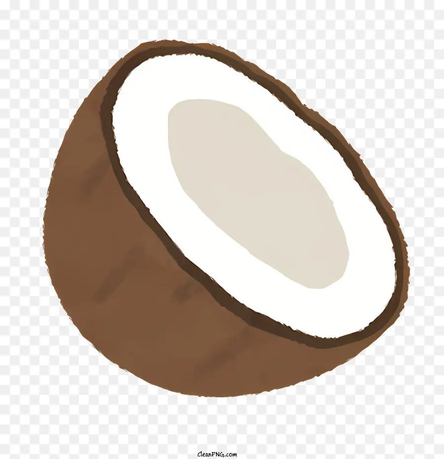 Kokos - Eine halbe Kokosnuss mit braunem Äußeren, weißem Innenraum