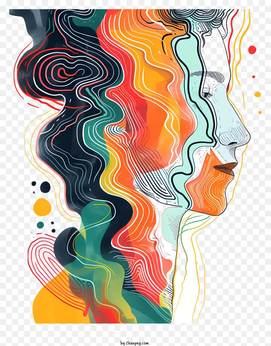 sfondo astratto - Immagine colorata e vibrante di donna con capelli ondulati
