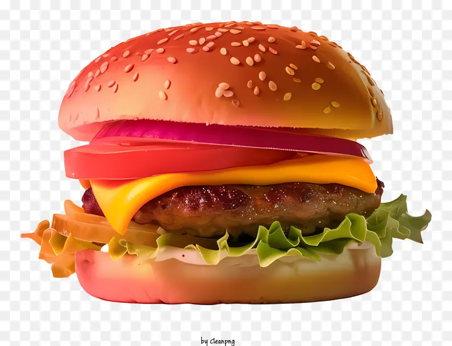 Hamburger - Immagine di un delizioso hamburger con condimenti