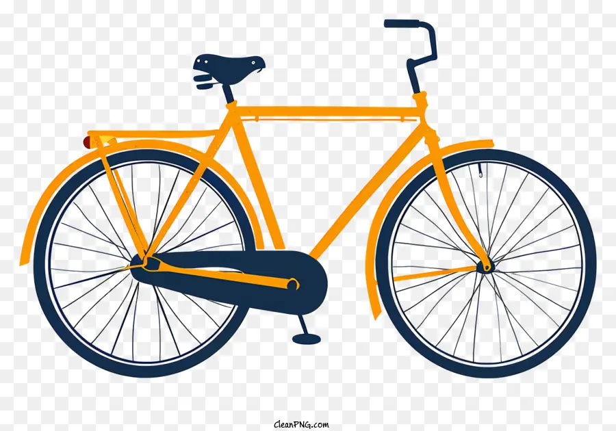silberner Rahmen - Orange Fahrrad auf schwarze Oberfläche geparkt, fehlende Teile