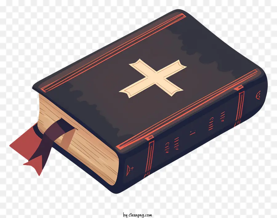 offene Bibel - Schwarz-Leder-BIBEL mit weißem Kreuz