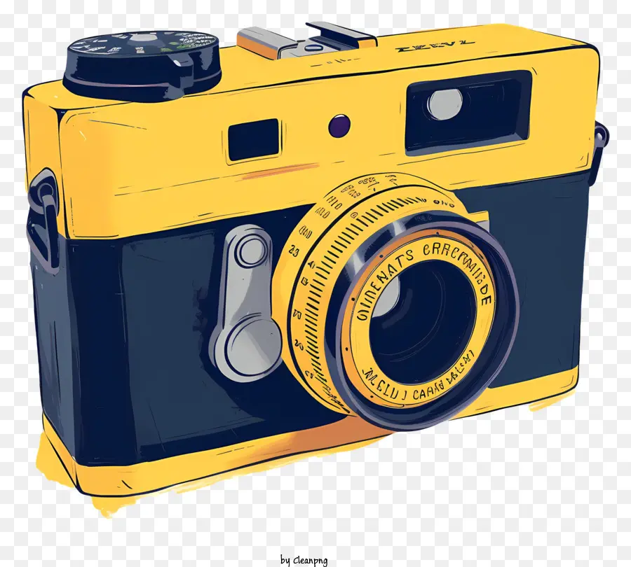 vintage Kamera - Gelbe Kamera mit schwarzem Körper und Vintage -Design