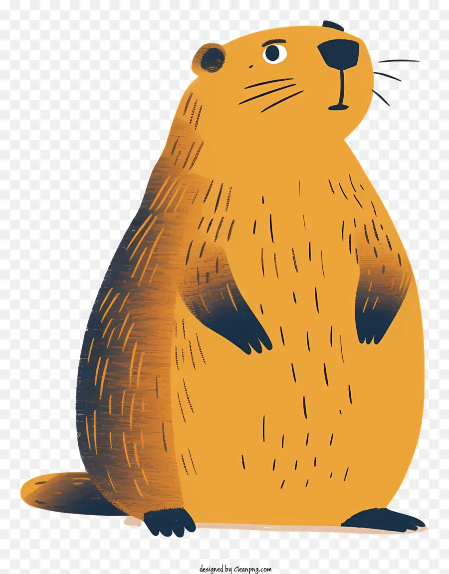 Phim hoạt hình Groundhog Beaver Động vật hoang dã Động vật Động vật hoang dã - Beaver Brown đứng, mắt nhắm, đối diện với máy ảnh