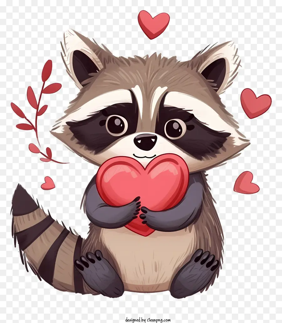 xanh nền - Raccoon lãng mạn với trái tim được bao quanh bởi trái tim