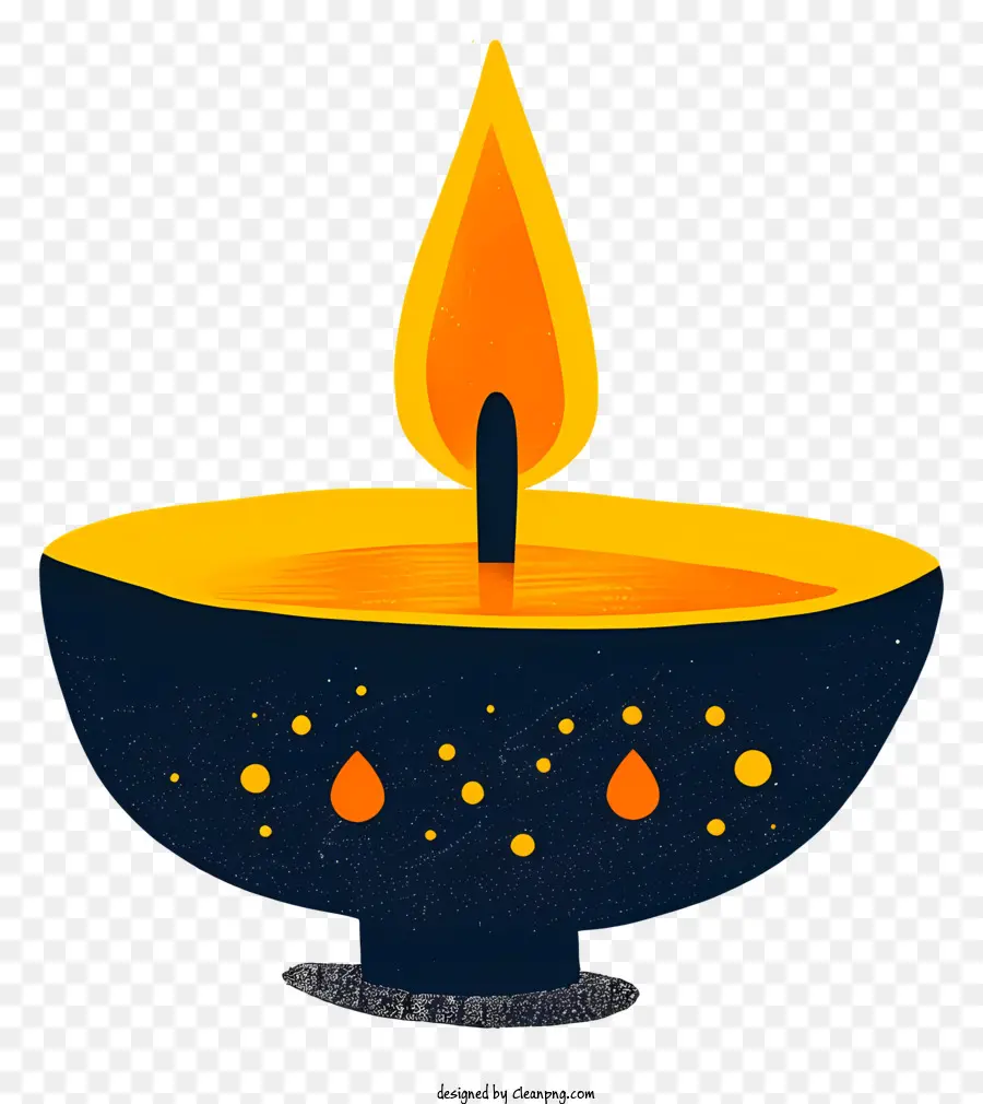 Diya Lamp Candela gialla Fiamma Black Bowl Filghezza tremolanti - Ciotola nera con fiamma gialla in candela