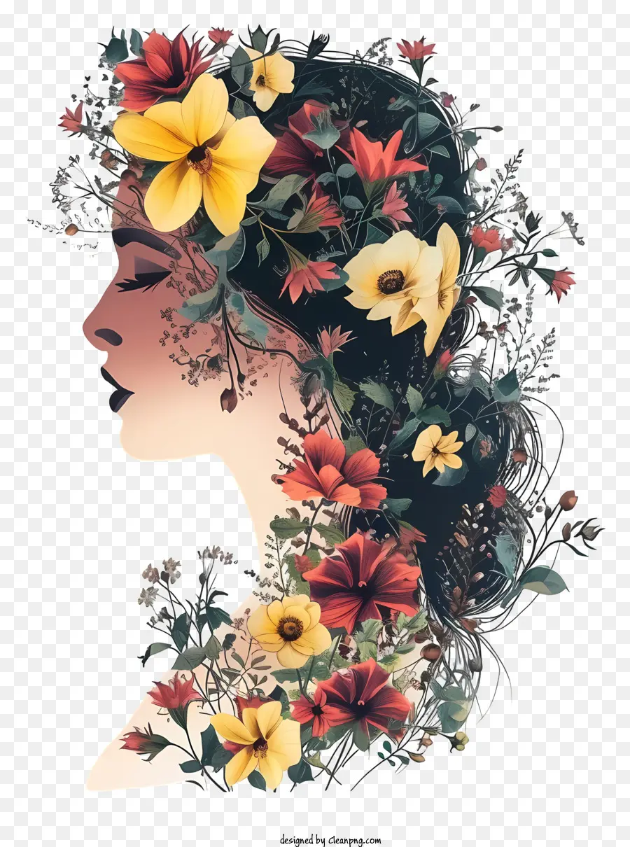corona di fiori - Dipinto da sogno di donna pacifica con corona floreale