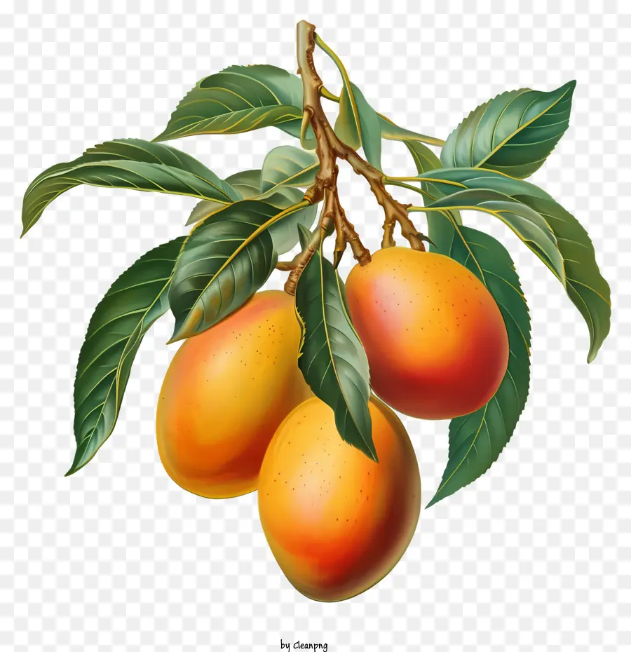 trái xoài - Mangoes chín treo trên nhánh xanh tươi tốt