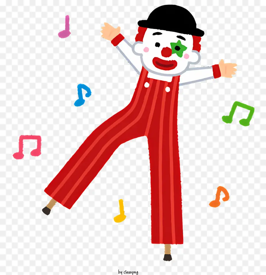 Noten - Buntes Clown mit roten Nase und musikalischen Noten