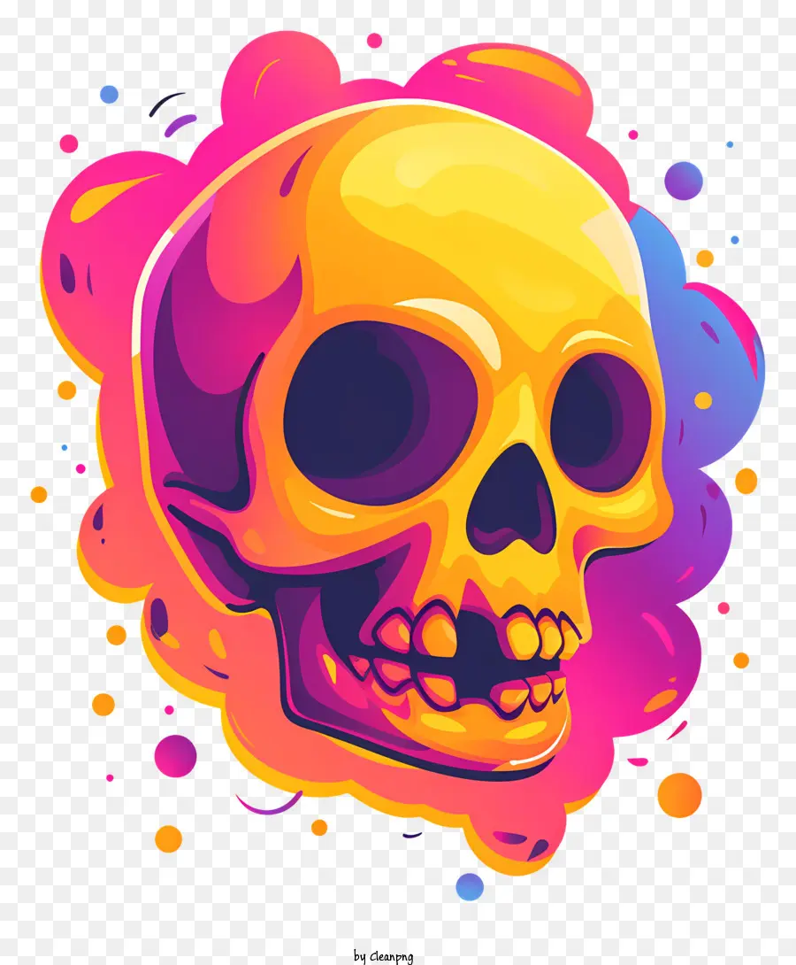 death skull skull multicolored splatters eyes closed