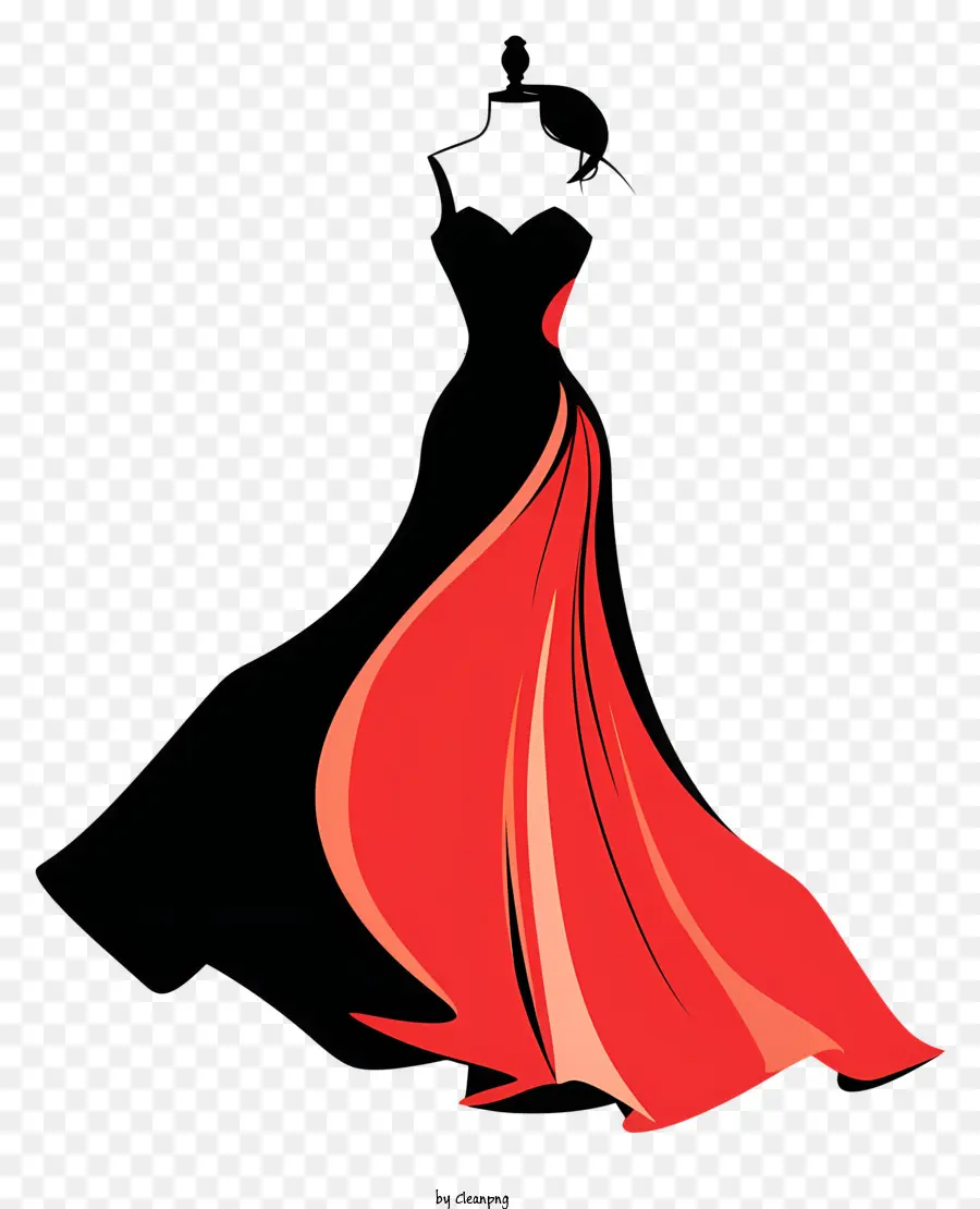 abito nero vestito nero formale abito formale vestito gonna completo vestito chiusura - Silhouette di abito formale nero e rosso