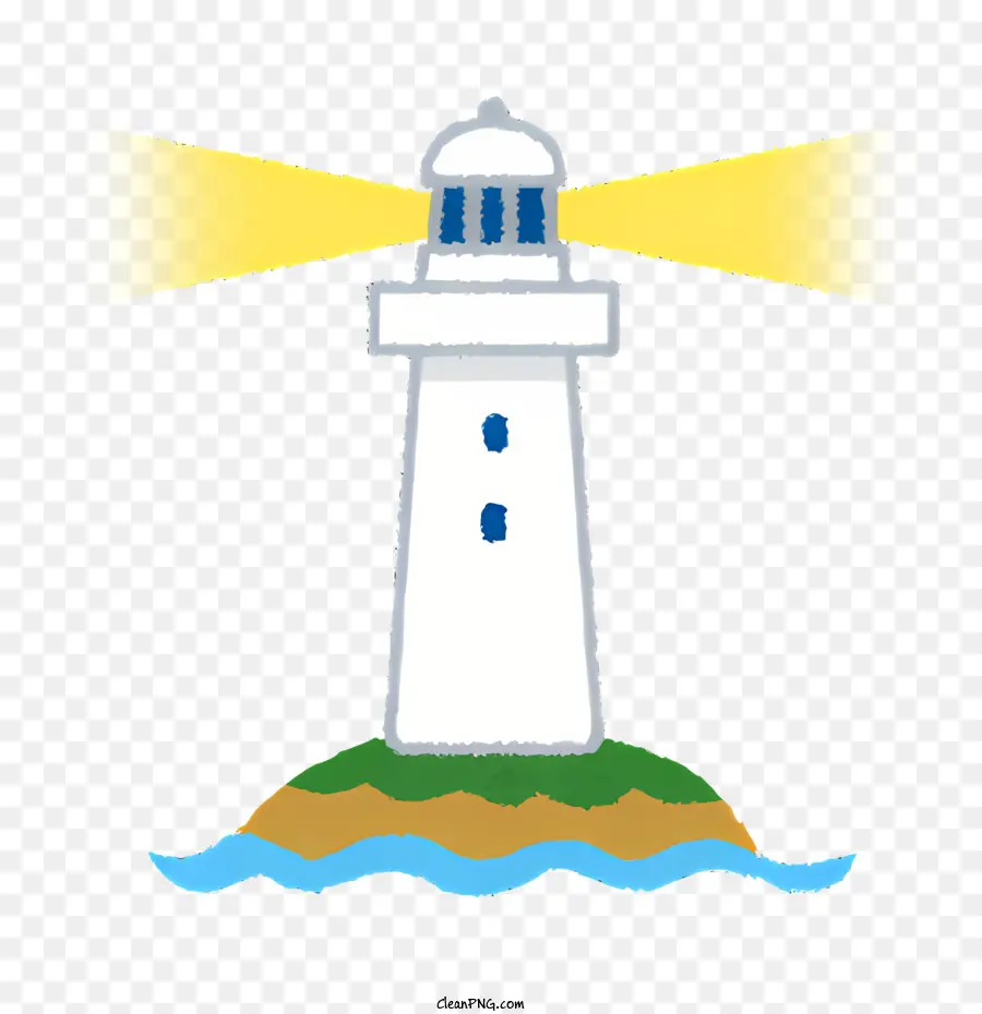 Icon Lighthouse Island kleines weißes Leuchtturmwasser - Kleiner weißer Leuchtturm auf der Insel, umgeben von Wasser umgeben