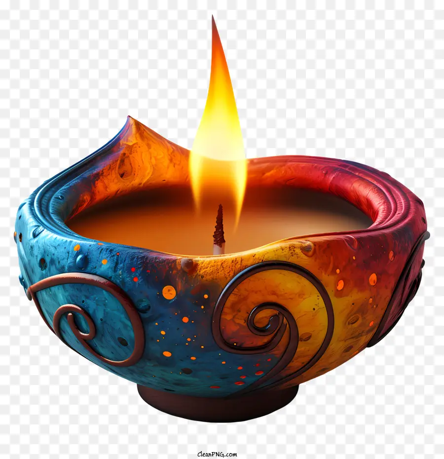 diwali Lampe - Aufeinander entworfene farbige Glaskerze mit einzigartiger Flamme