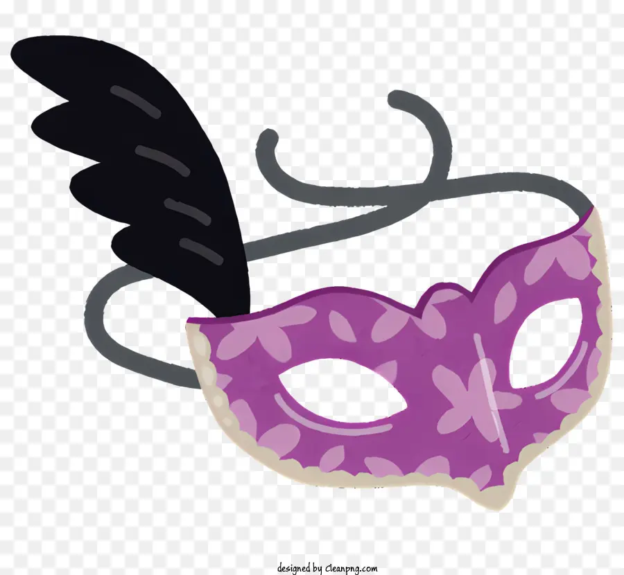 Icon -Federn auf Maskerade -Maske Schwarzer Vogel Maskerade Maske Schwarzer Schnabel auf Maskerade -Maske - Bunte lila Maskerademaske mit Federn und Vogel
