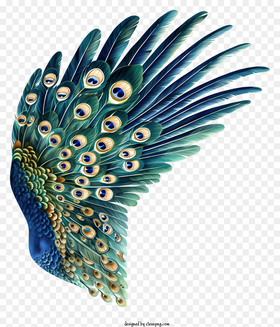 Digital illustration showcasing detailed peacock feather patterns