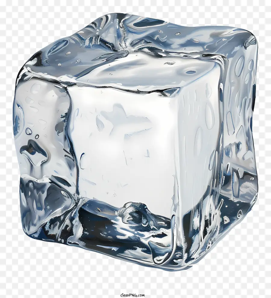 cubo di ghiaccio - Cubo di ghiaccio in vetro trasparente da 2 pollici su sfondo nero
