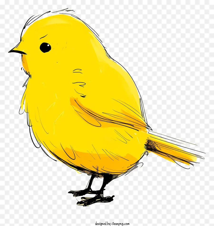 cartoon Vogel - Kleiner gelber Vogel auf einem Bein steht