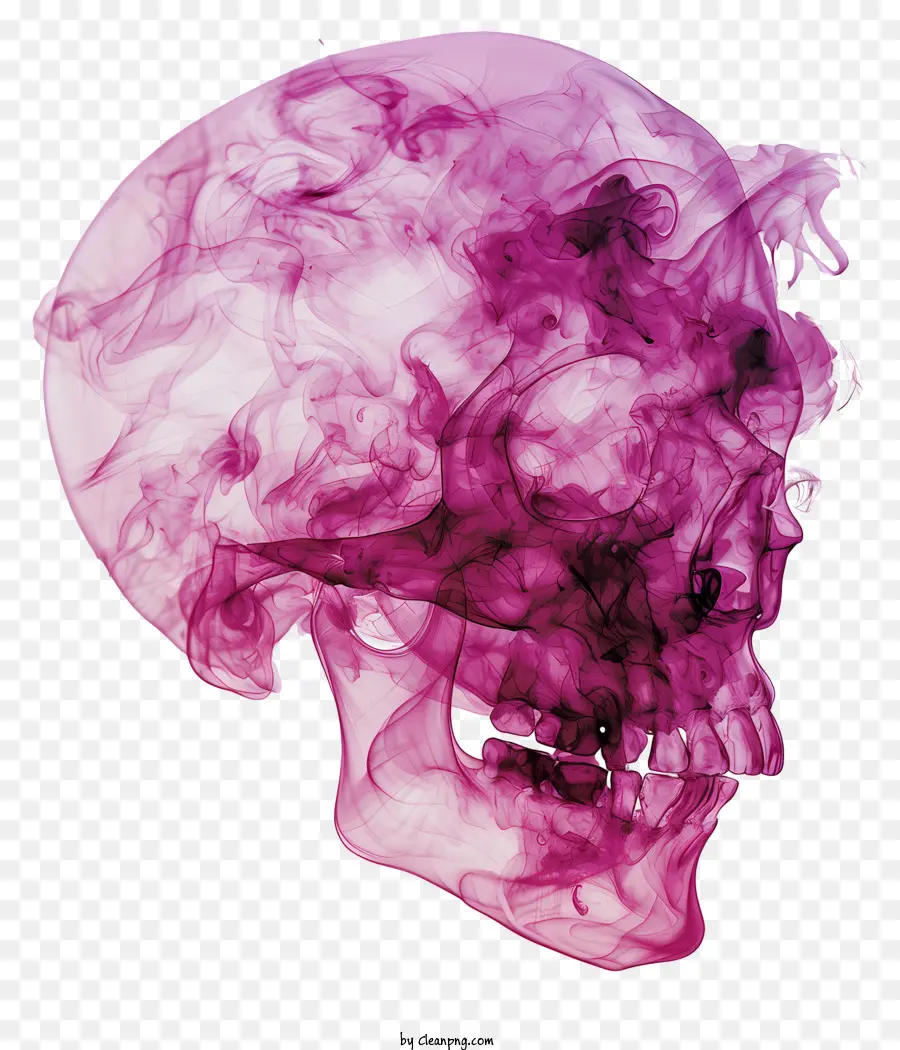 hộp sọ chết sọ với khói sọ màu hồng khói bốc ra từ mắt khói bốc ra từ miệng - Sọ người màu hồng với khói trên nền đen