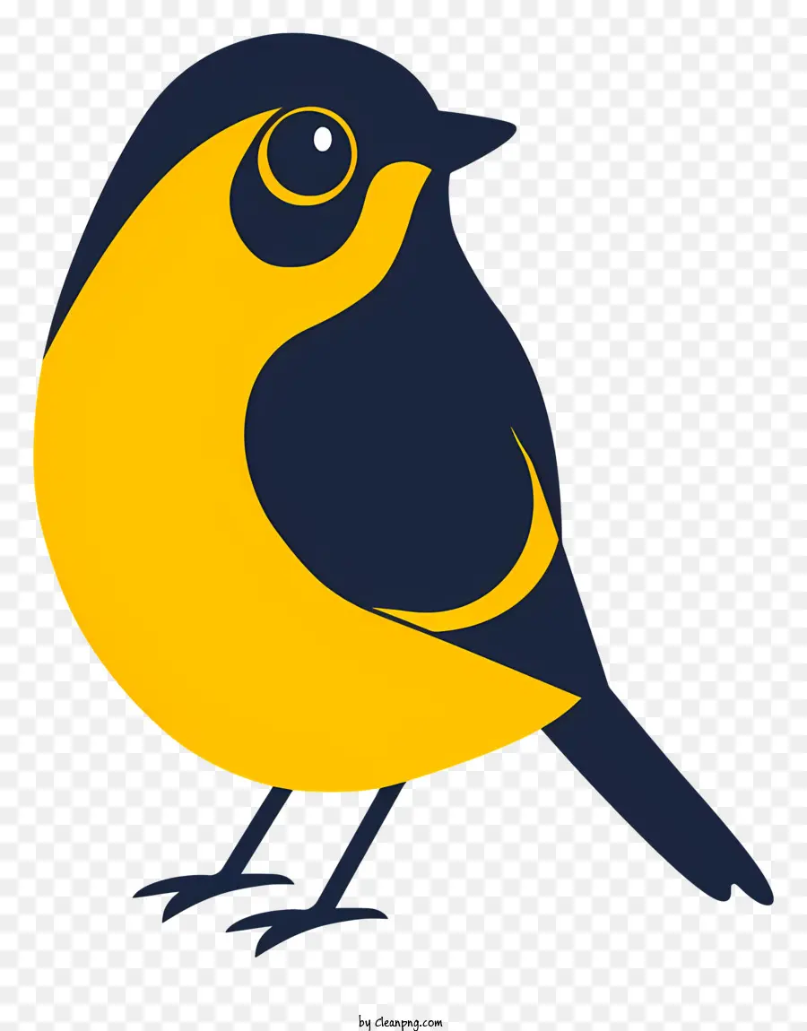 cartoon Vogel - Gelber Vogel mit großem schwarzem Schnabel saß