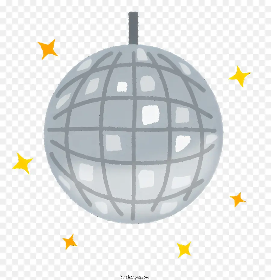 Disco Ball - Disco -Ball mit silbernen metallischen Oberfläche und Sternen