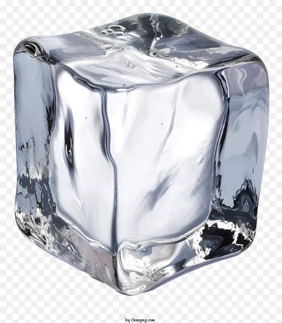 cubo di ghiaccio - Cubo di ghiaccio trasparente con superficie liscia, riflesso
