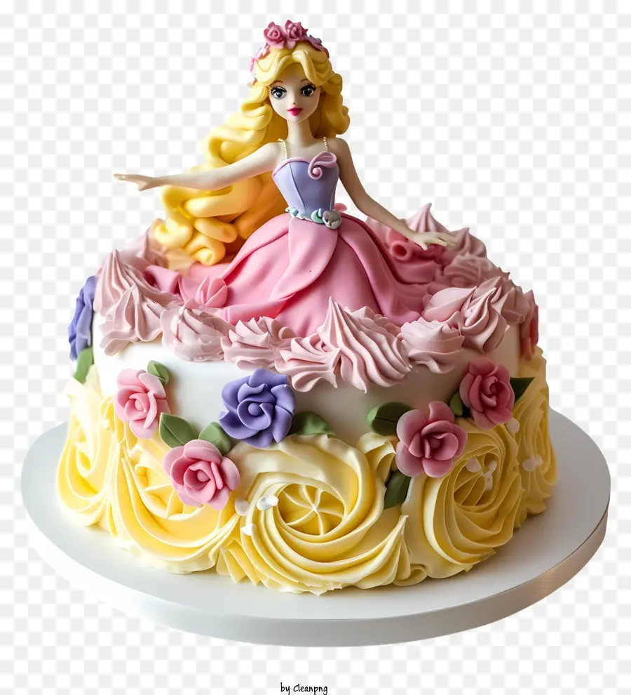 Krone - Prinzessinkuchen mit rosa und gelben Rosen