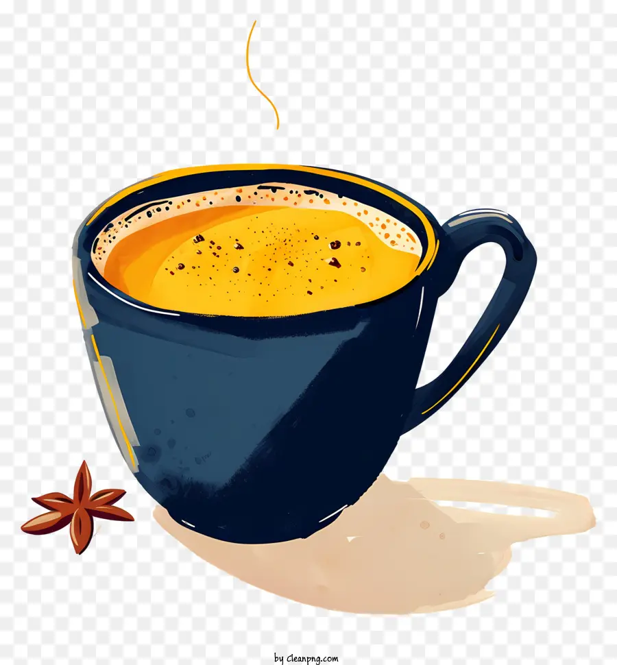 Tasse Kaffee - Aquarellbild der blauen Keramik -Tasse Kaffee