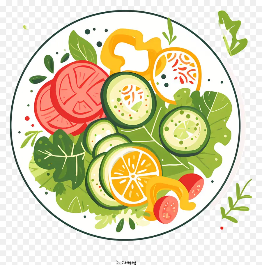 verdure insalate verdure fresche verdure a fette cucumbers carote - Insalata di verdure fresche esposte con condimento sul lato