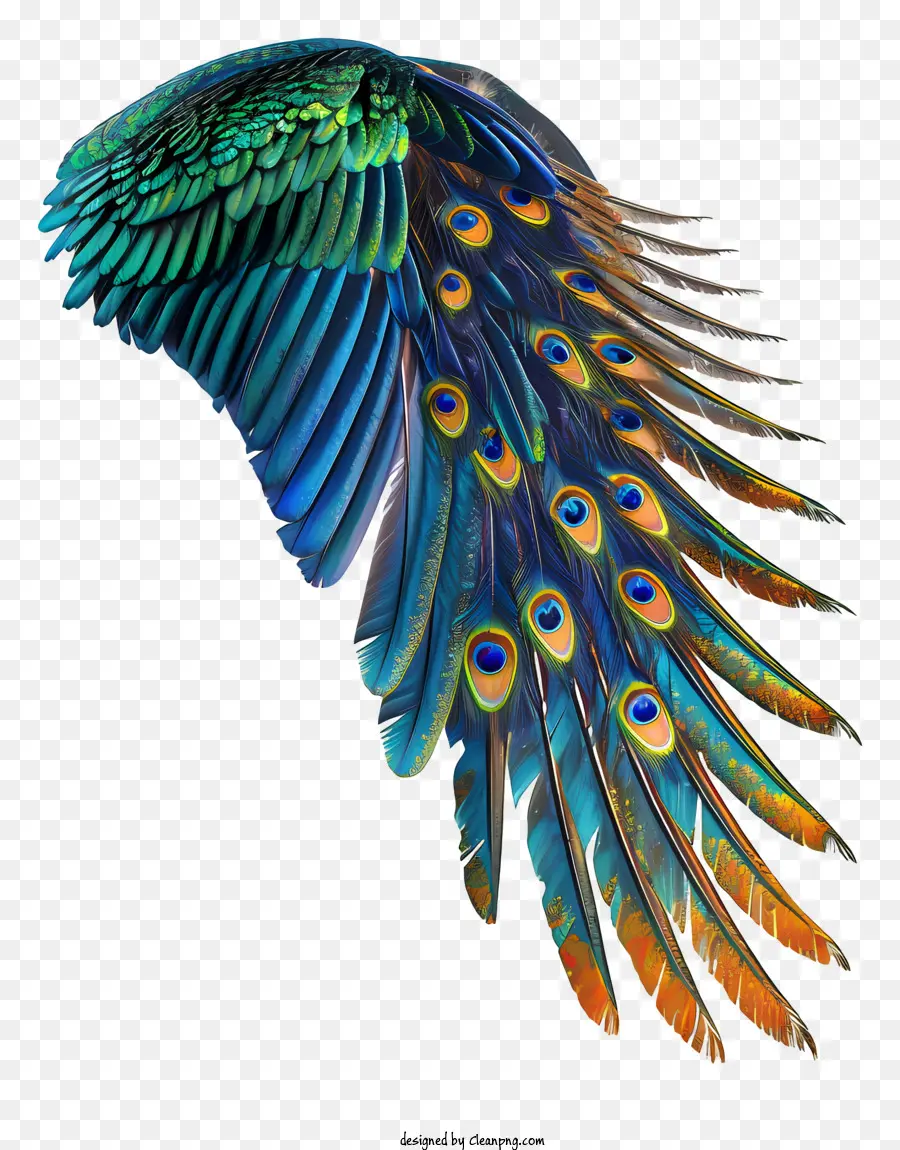 Pfau - Lebendiger Pfauflügel mit majestätischem Aussehen