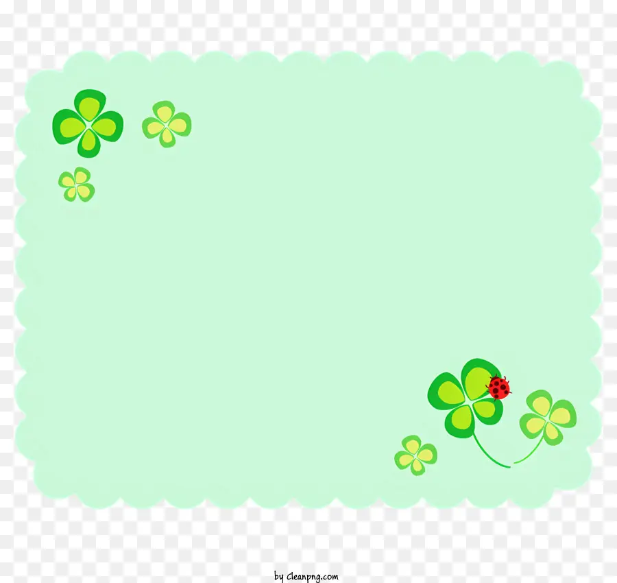 khung màu xanh lá cây - Shamrock với bọ rùa trong khung màu xanh lá cây