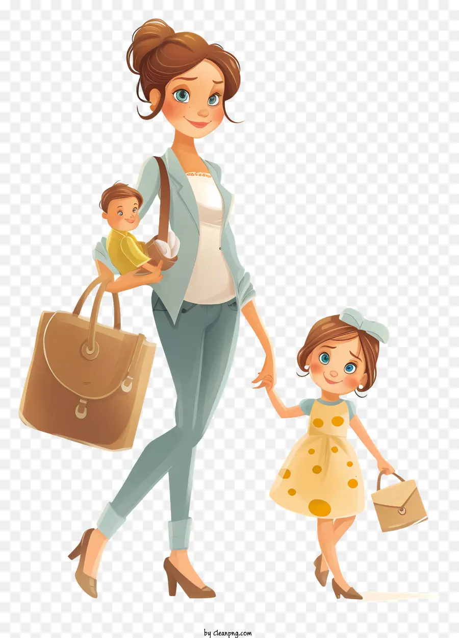 Arbeitermütter Day Mutter und Kinderfamilie gehen Erziehung Mutterschaft - Mutter und Kind gehen und in der City Street lächeln