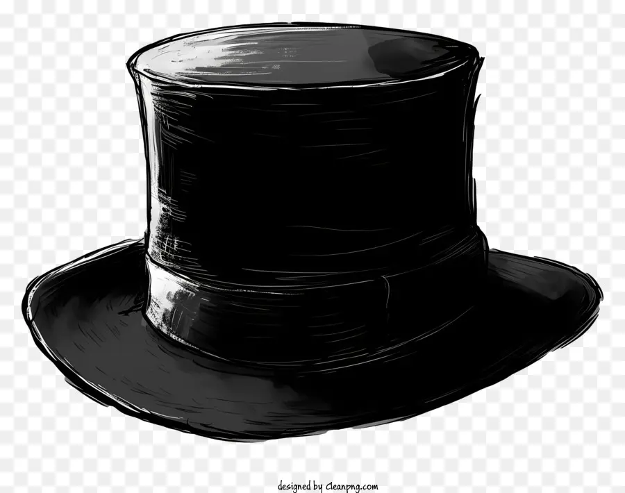 Pilgerhut Black Top Hut flacher Krempe Hut lang gebogen - Schwarzer Top -Hut mit Rand, Quasten, kein Etikett